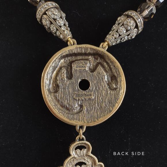 HEIDI DAUS Smokey Quartz Dragon Pendant Necklace Swarovski Crystals Gemstones - Picture 9 of 12